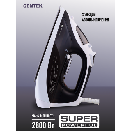 Утюг CENTEK CT-2317 черный керамическое покрытие подошвы автоотключение капля стоп самоочистка шнур 2м