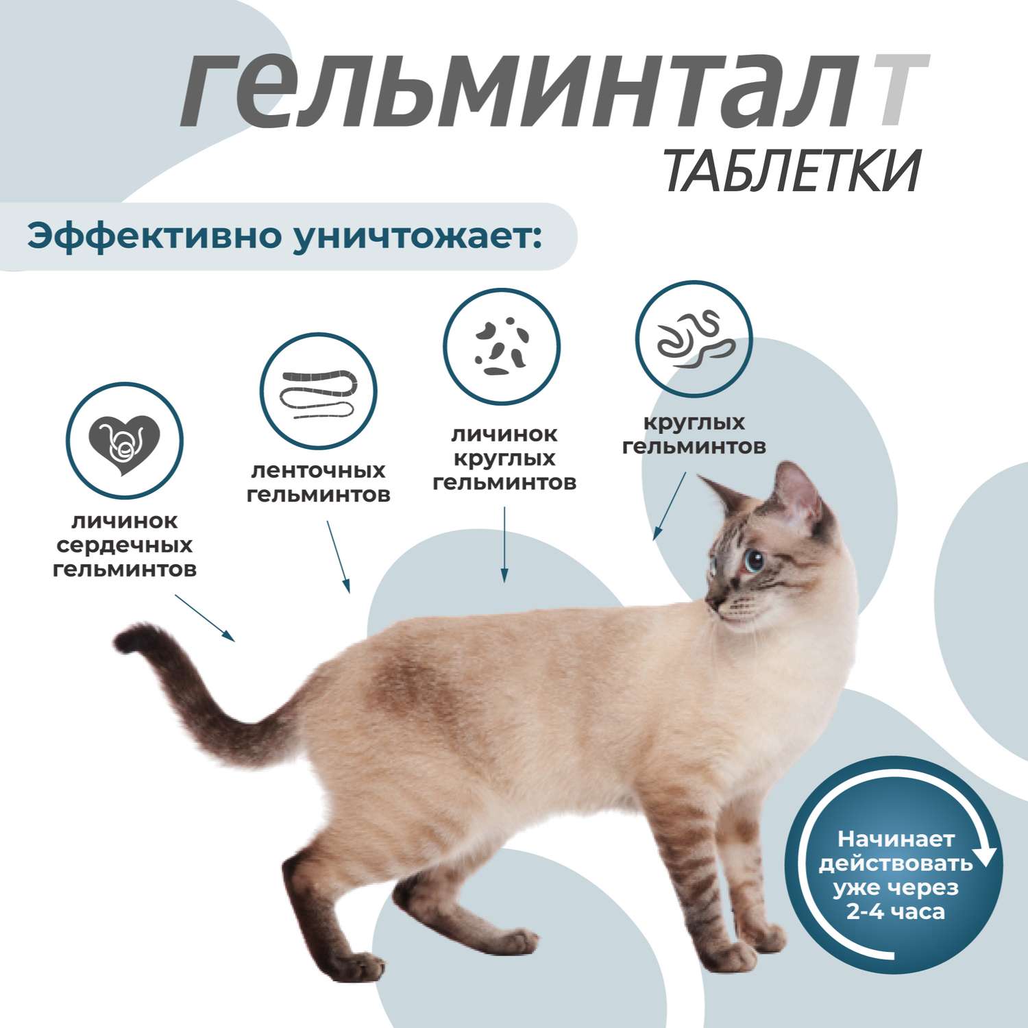 Антигельминтик для котят и кошек Гельминтал до 4кг 2шт - фото 3