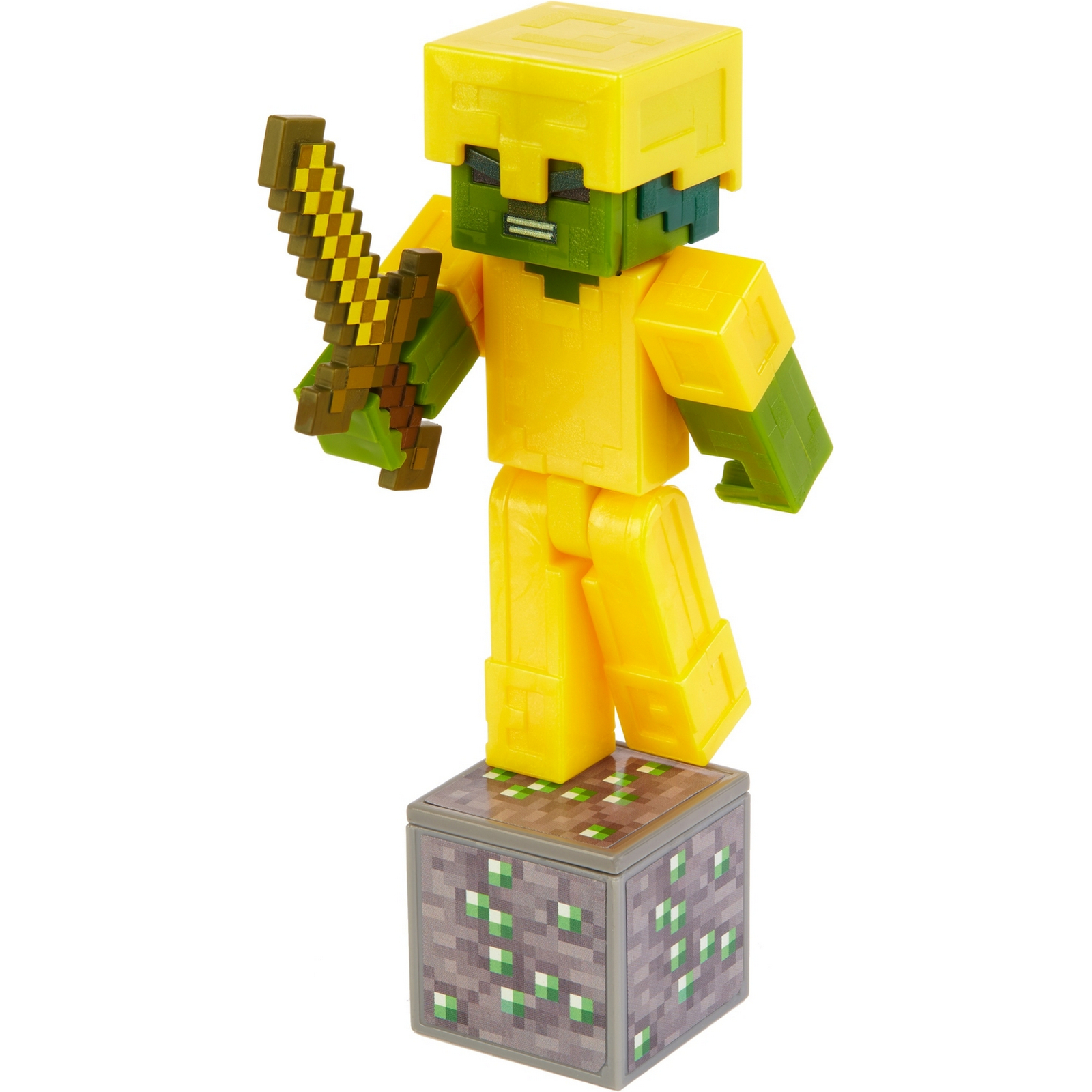 Фигурка Minecraft Зомби в золотой броне с аксессуарами GLC68 - фото 5