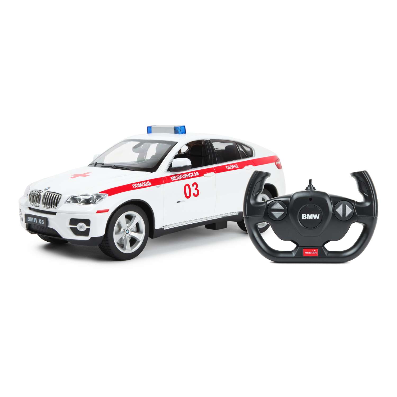 Машина Rastar РУ 1:14 BMW X6 Ambulance Белая 31400A - фото 1