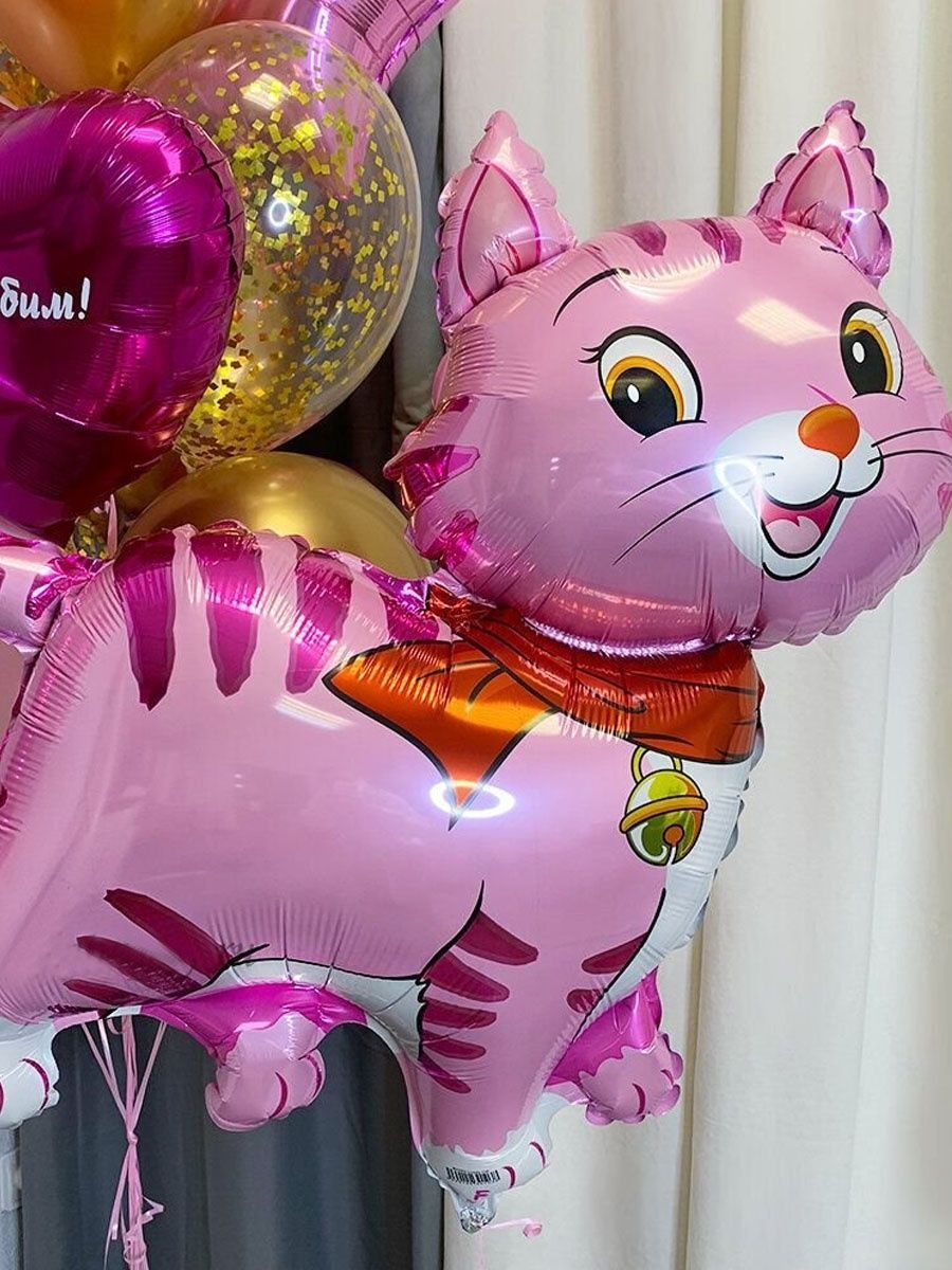 Воздушный шар Flexmetal фигура Кошечка розовая 93 см - фото 4