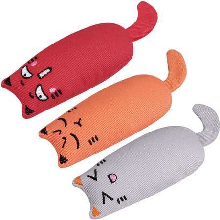 Игрушки для кошек ZDK с кошачьей мятой Набор 3шт оранжевый серый красный ZooWell