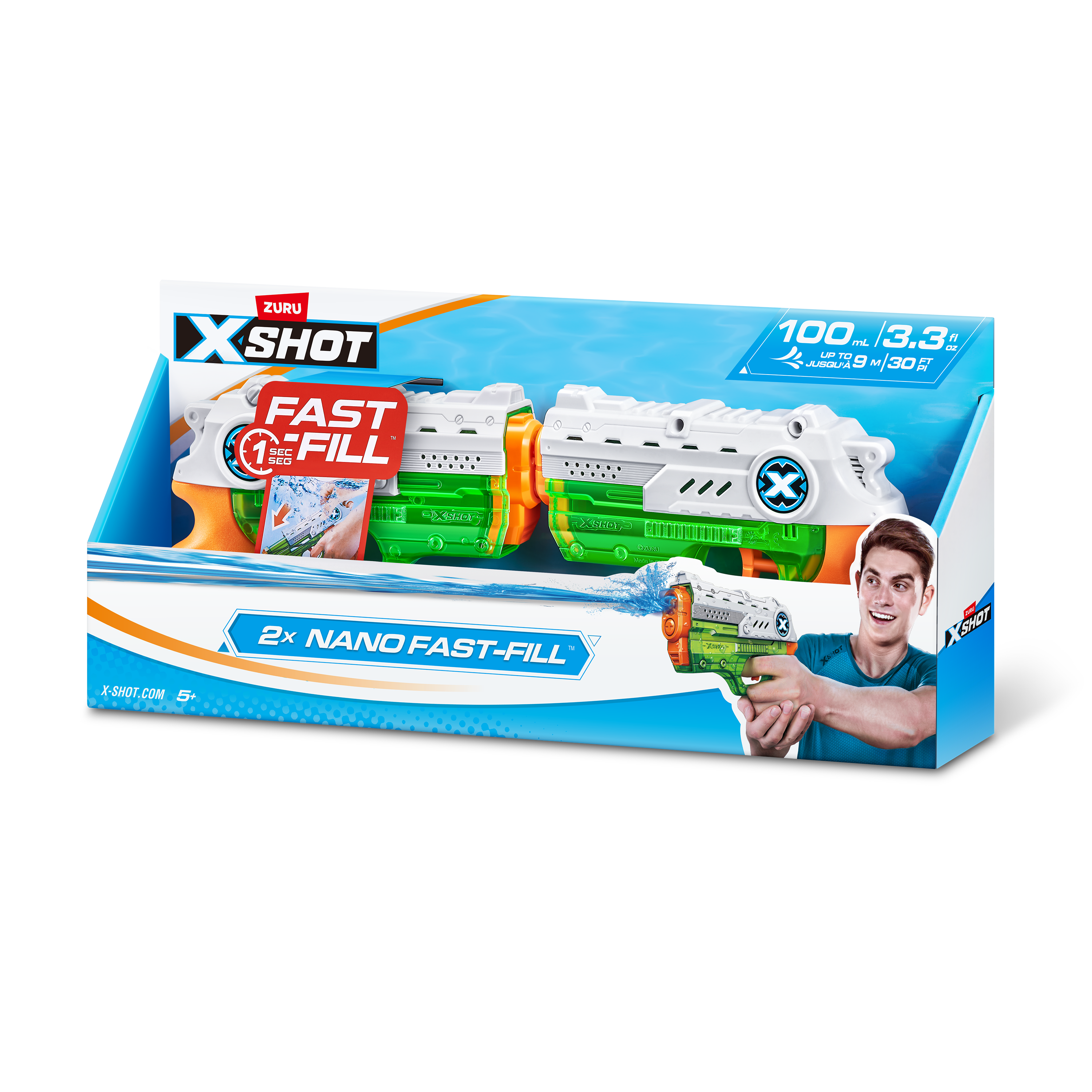 Бластер водный Zuru Zuru XSHOT  Water NANO FAST FILL 2 штуки в наборе - фото 5