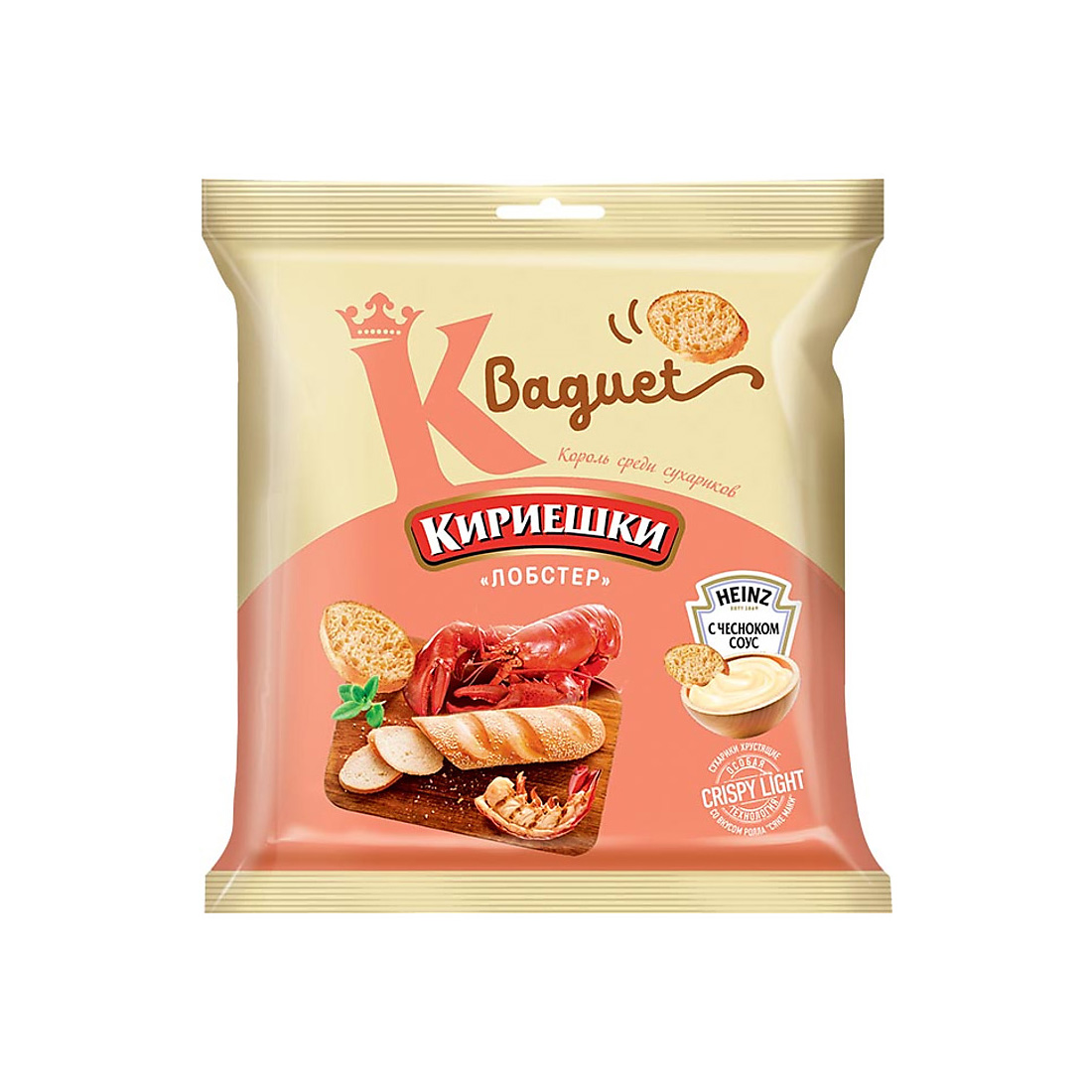 Сухарики KDV со вкусом лобстера и с чесночным соусом 70 г 9 шт - фото 1