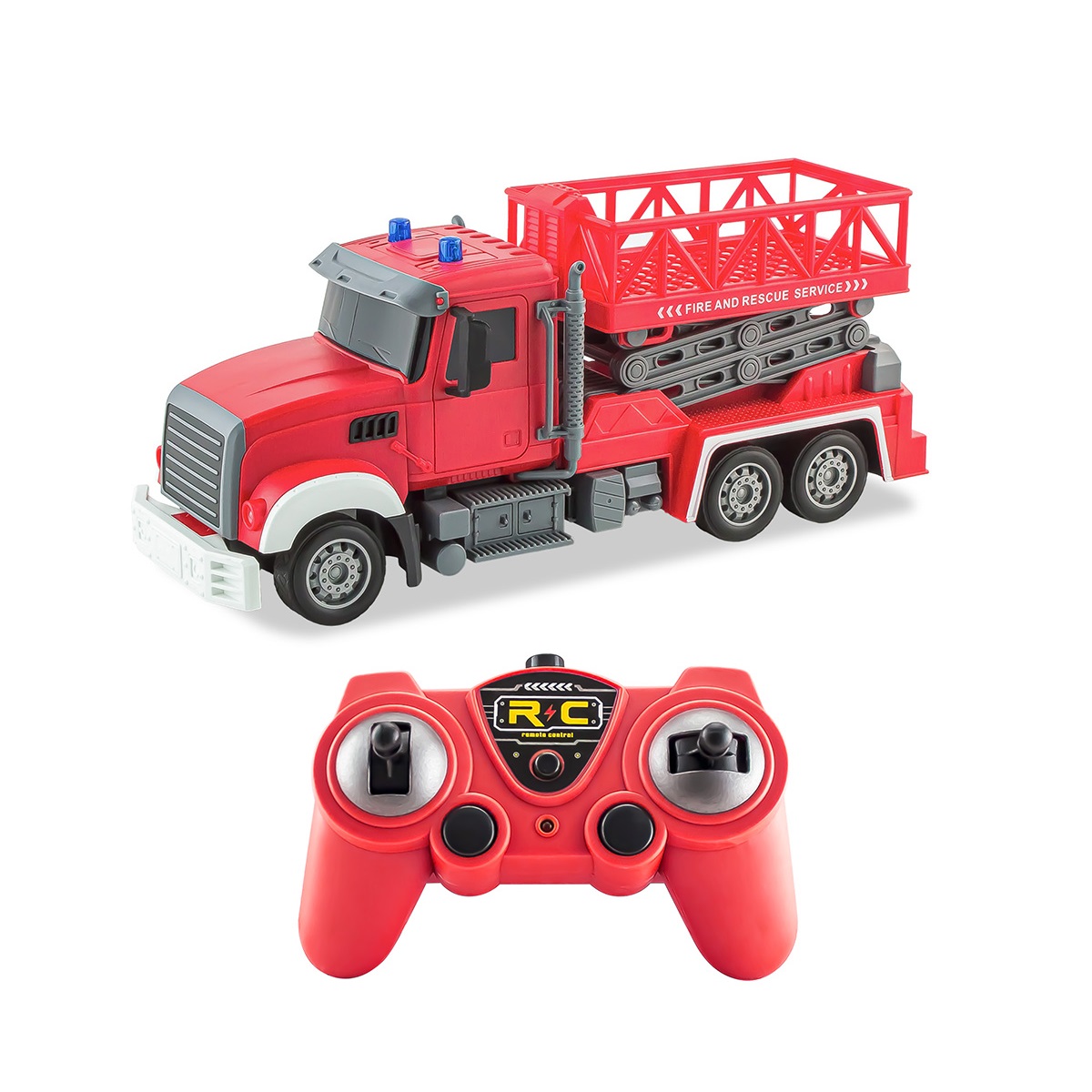 Игрушка радиоуправляемая Mioshi Спецтехника: Пожарная автовышка 36 см - фото 1
