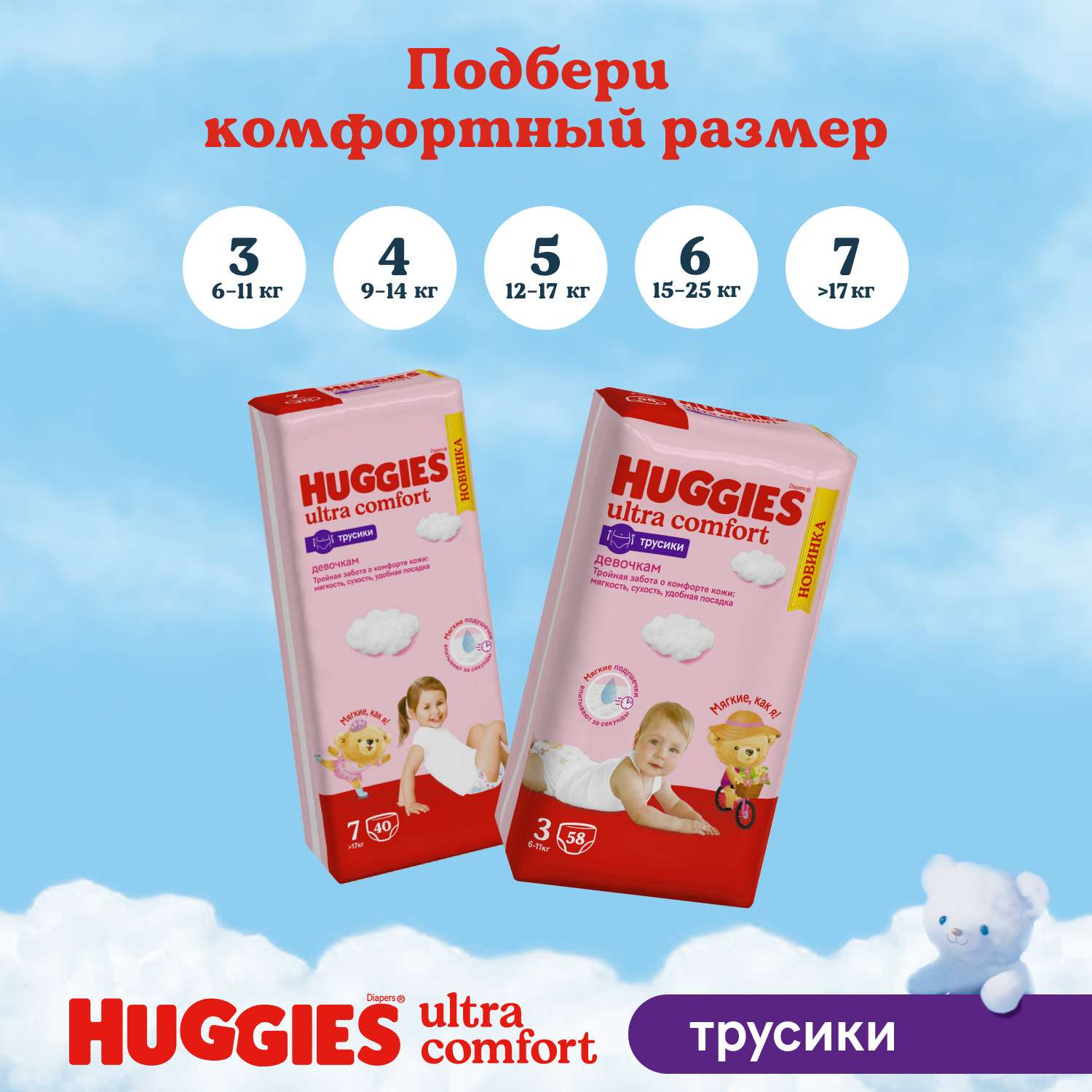 Подгузники-трусики для девочек Huggies 4 9-14кг 17шт - фото 13