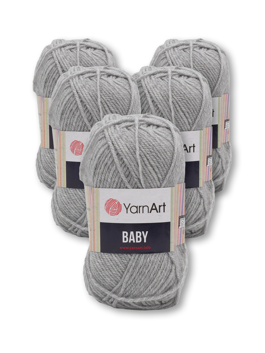 Пряжа для вязания YarnArt Baby 50 гр 150 м акрил мягкая детская 5 мотков 195 серый - фото 6