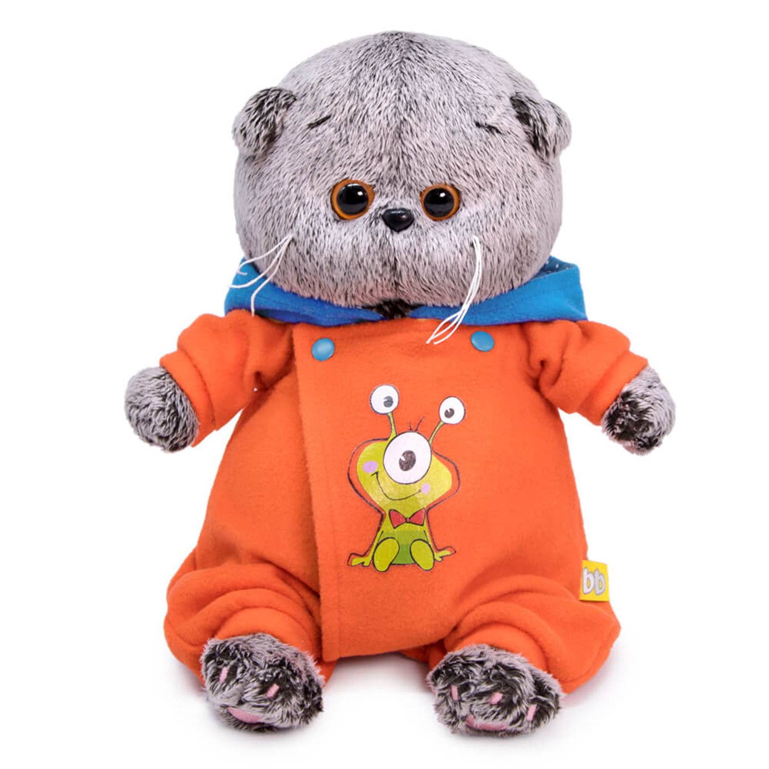 Мягкая игрушка BUDI BASA Кот Басик BABY в комбинезоне с монстриком 20 см BB06298 - фото 1