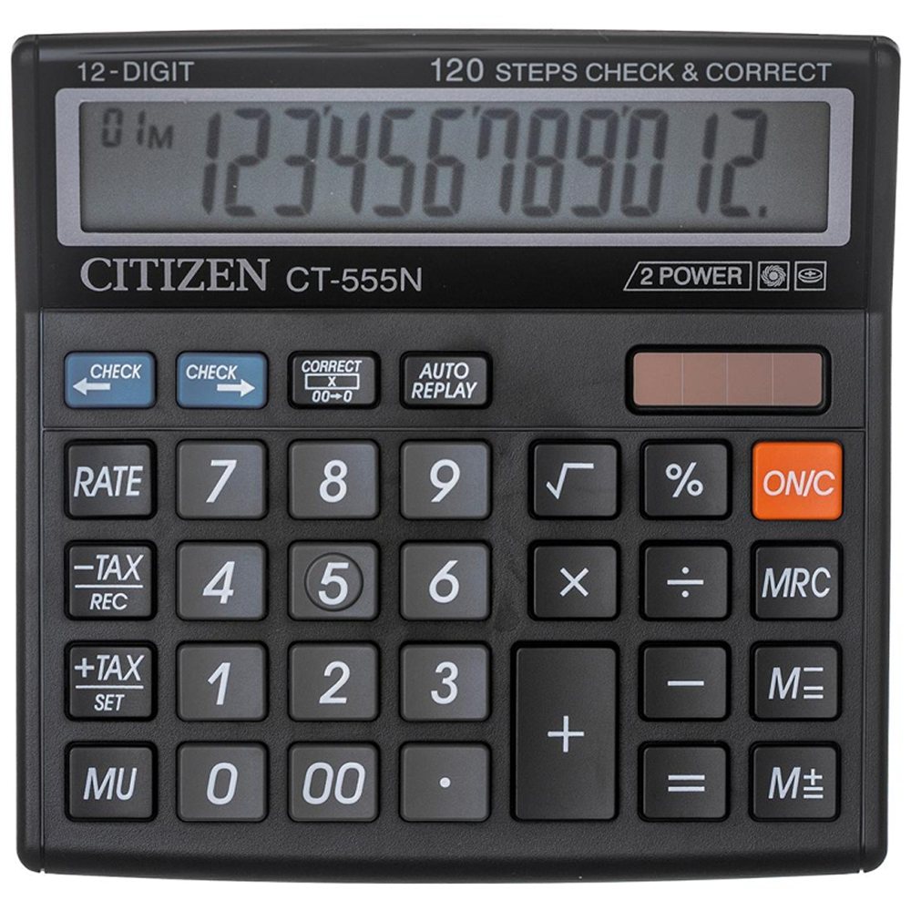 Калькулятор Citizen настольный компактный бухгалтерский CT555N 12 разр. - фото 1