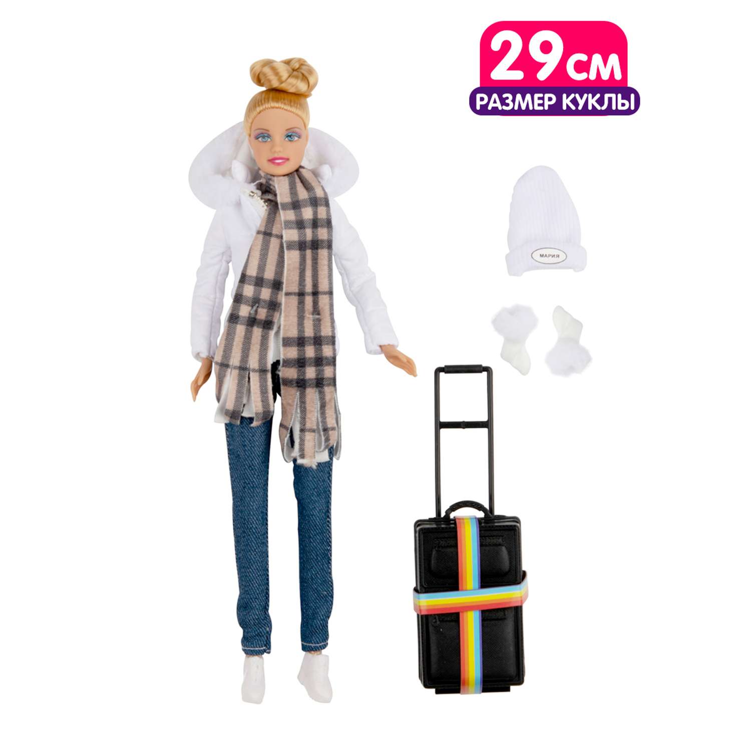 Кукла Defa Lucy Зимнее путешествие 28 см чемодан белый 8424//белый - фото 2