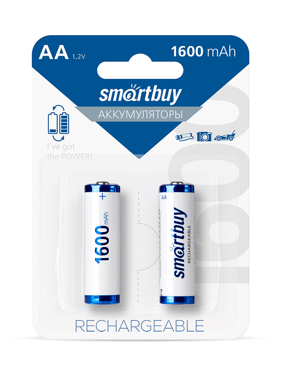 Аккумулятор Smartbuy NiMh 1600 mAh R6 - 2 шт. в упаковке - фото 1