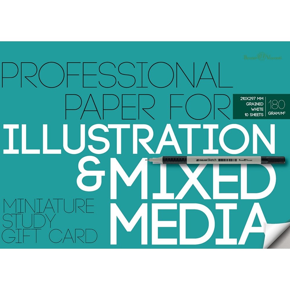 Бумага Bruno Visconti для иллюстраций А4 10л блок 180г/м в папке - фото 1