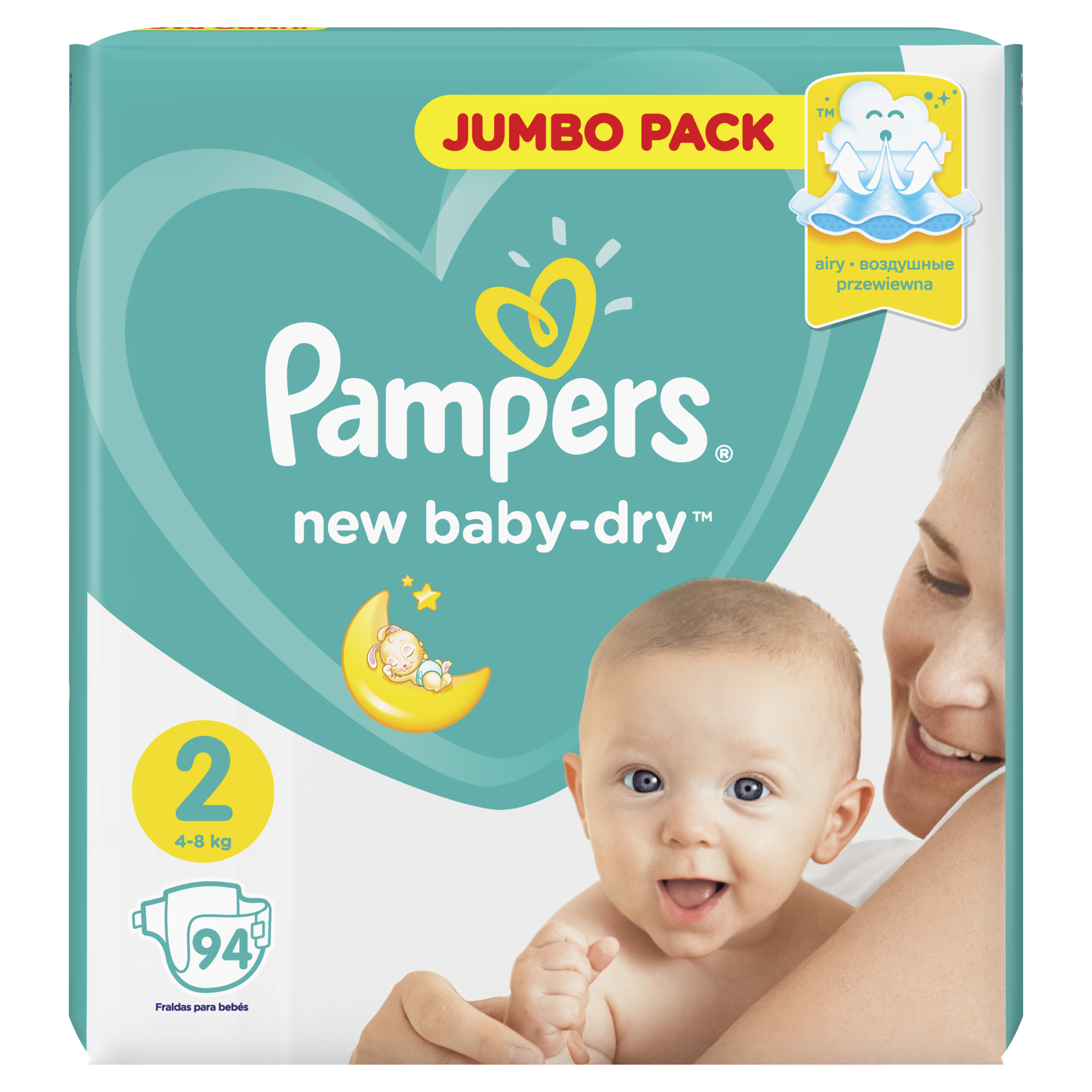 Подгузники Pampers New Baby-Dry 2 4-8кг 94шт купить по цене 1349 ₽ в  интернет-магазине Детский мир