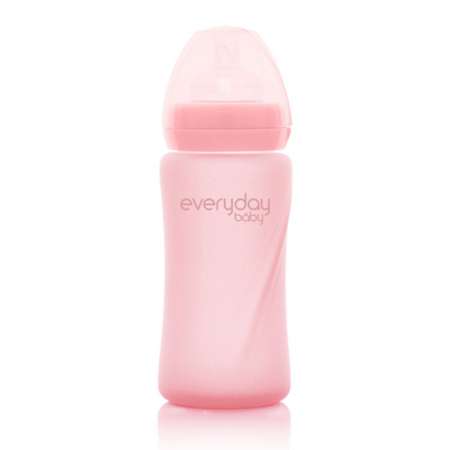 Бутылочка Everyday Baby стеклянная с защитным силиконовым покрытием 240 мл розовый