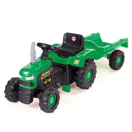 Трактор педальный DOLU с прицепом клаксон зеленый