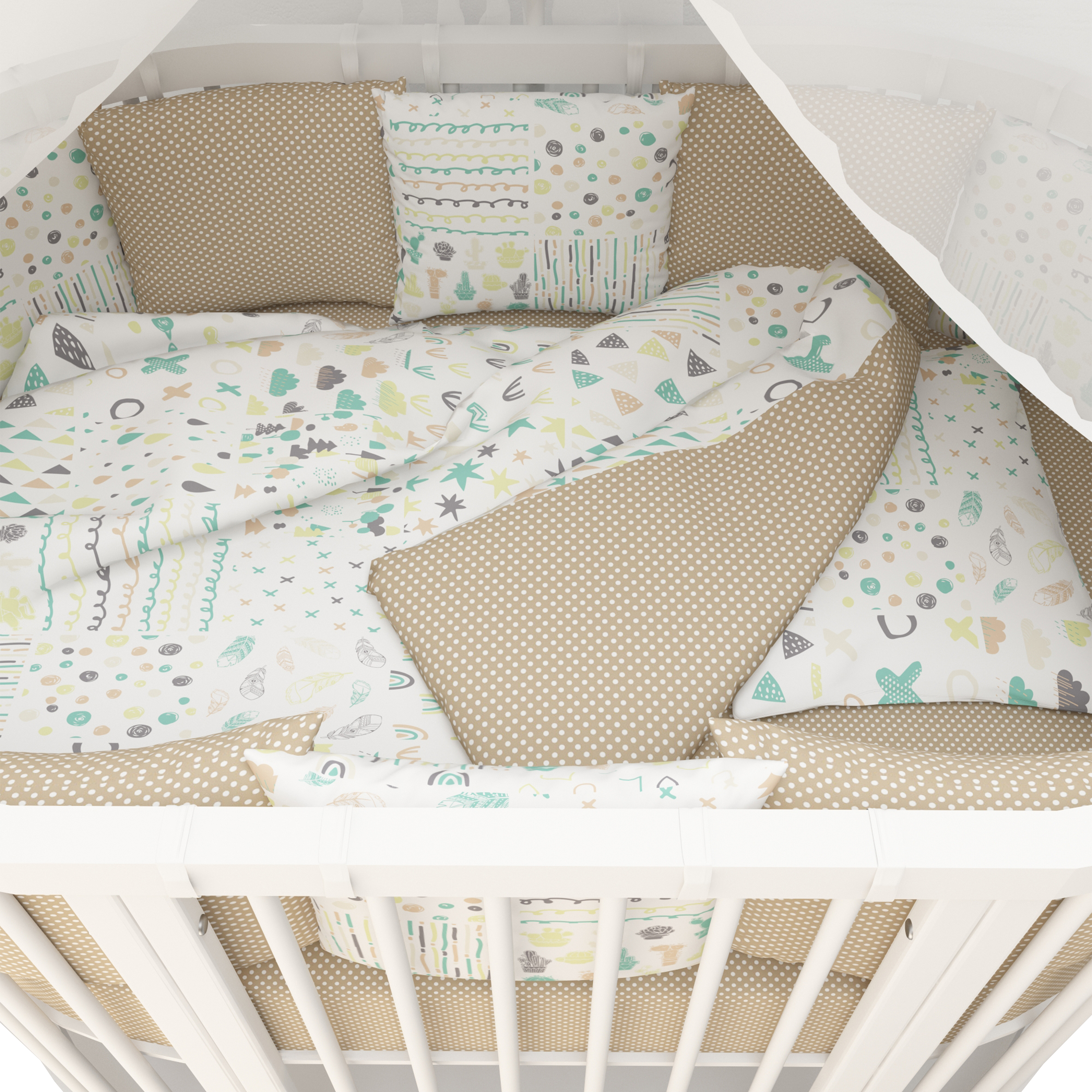 Комплект постельного белья Amarobaby Абстракция 4предмета Белый-Коричневый - фото 3