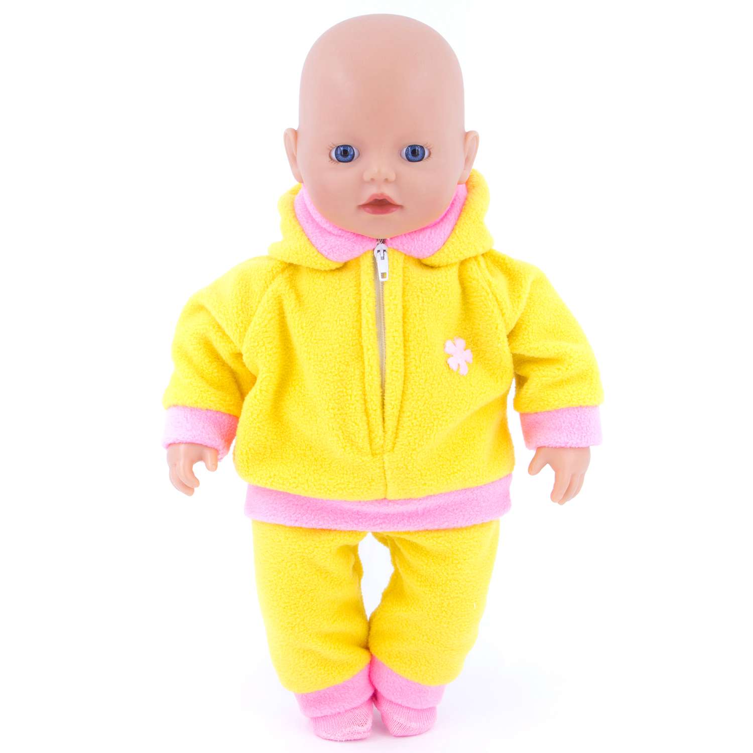 Комплект для пупса Модница 32-35 см из флиса: куртка с капюшоном и штанишки 8103 желтый 8103желтый - фото 4