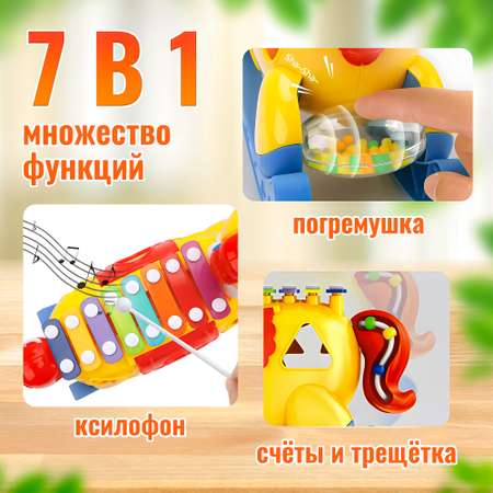 Музыкальная игрушка каталка SHARKTOYS Лошадка ксилофон с сортером