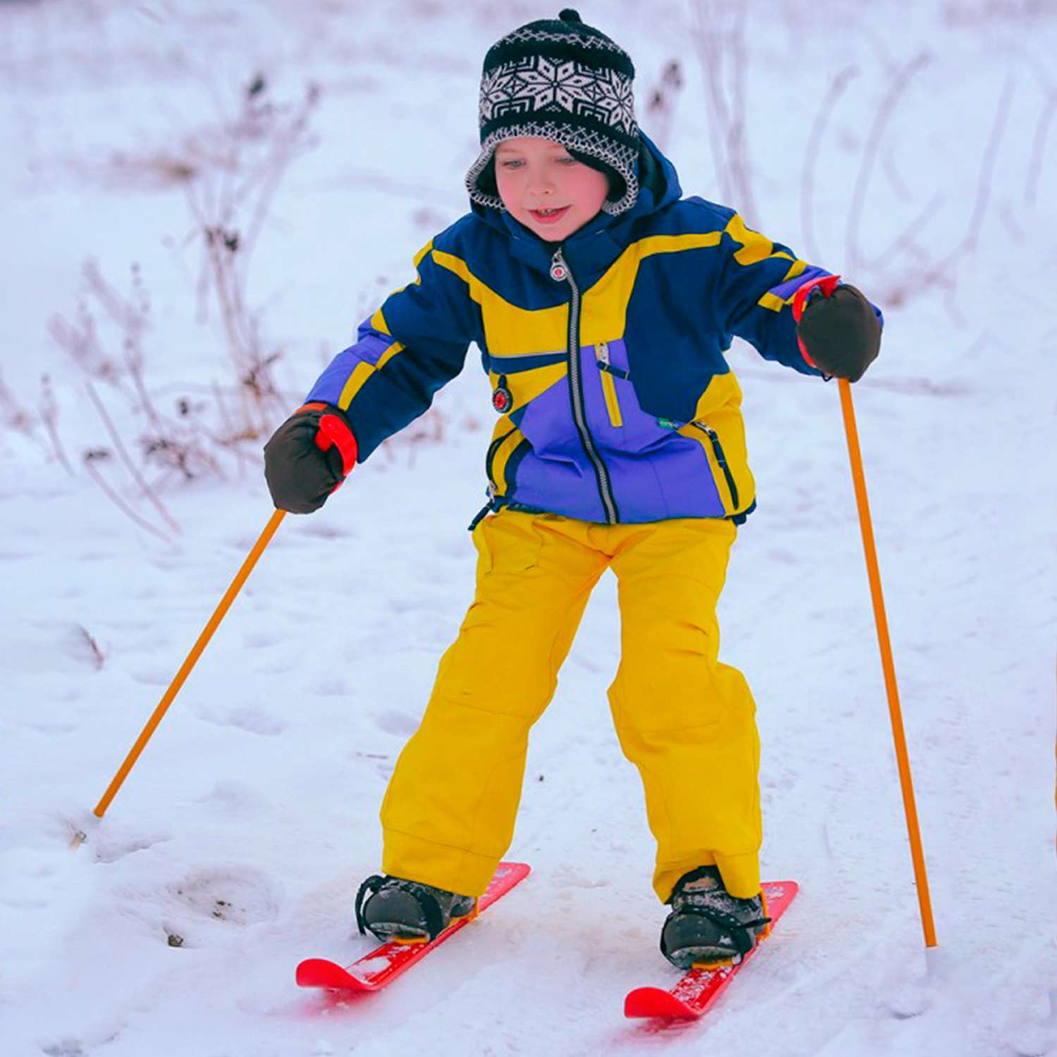 Лыжи детские Технок С палками и креплениями пластиковые - фото 2