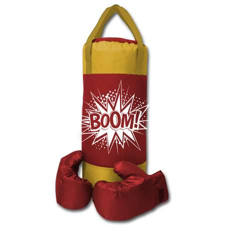 Детский набор для бокса Belon familia груша 50см х 20см с перчатками цвет красный-желтый Drive