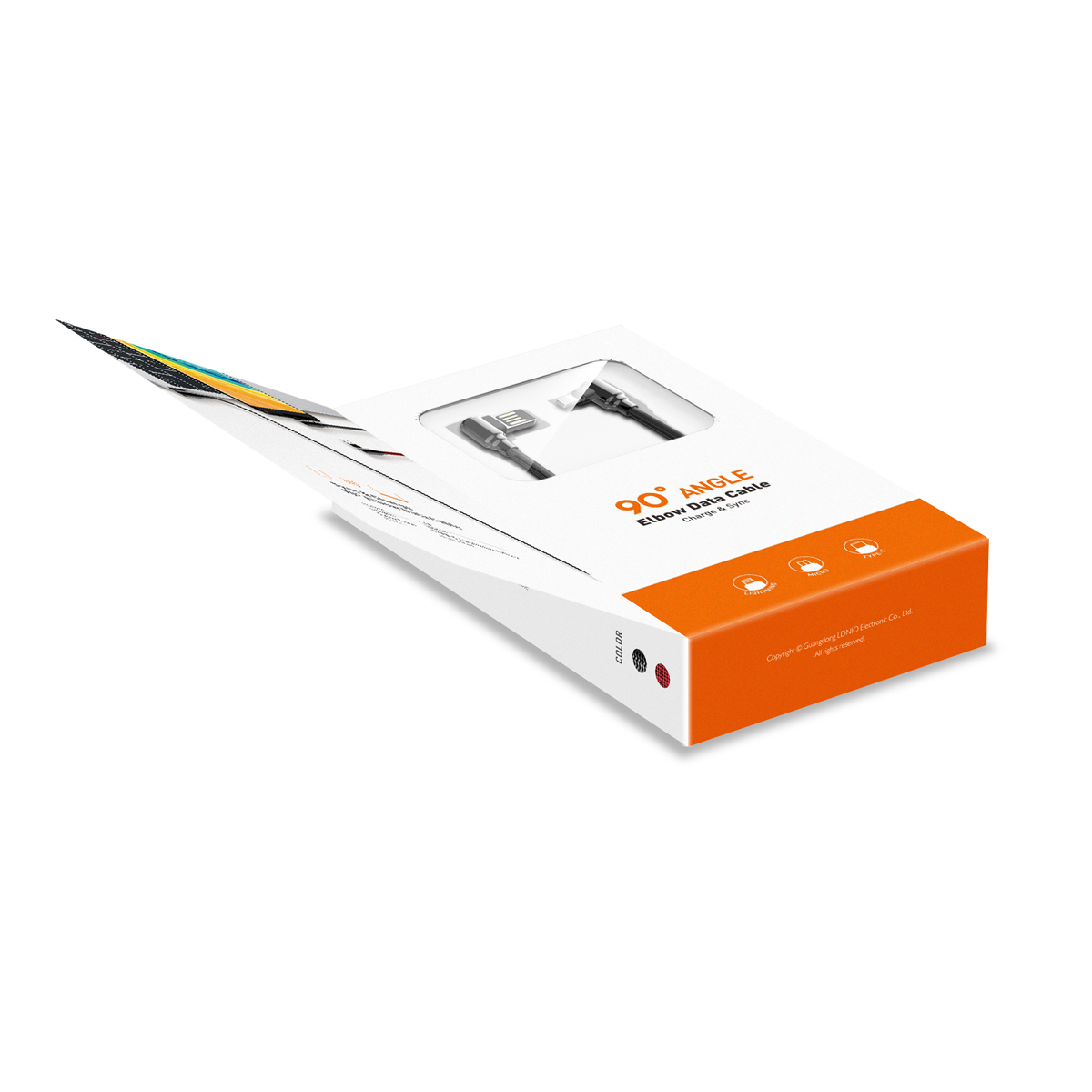 Кабель USB-Lightning LDNIO LS422 2м / 2.4 А / медь: 86 жил / угловой коннектор/ нейлоновая оплетка / красный - фото 3