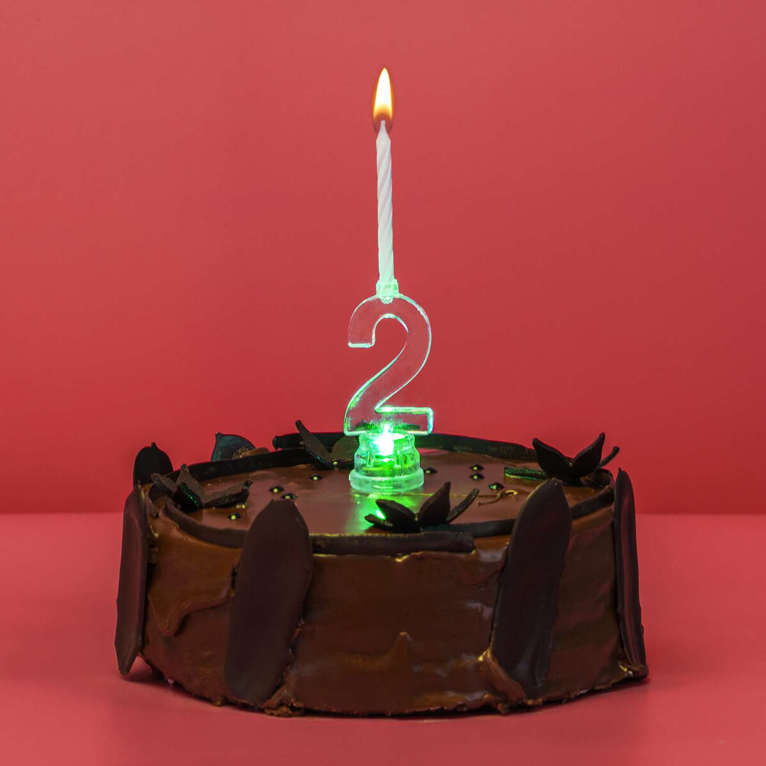 Подсвечник Золотая сказка на торт цифра 2 набор 4 свечи 6 см - фото 4