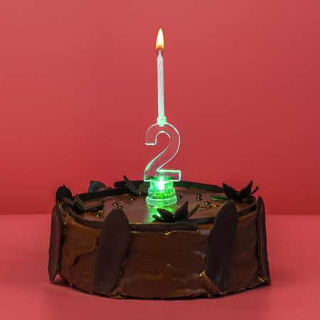 Подсвечник Золотая сказка на торт цифра 2 набор 4 свечи 6 см