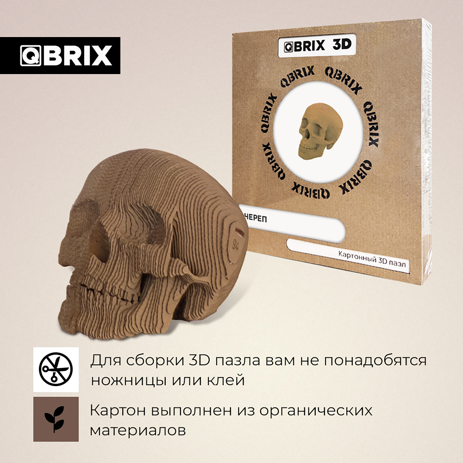 Конструктор QBRIX 3D картонный Череп 20001 20001 - фото 4