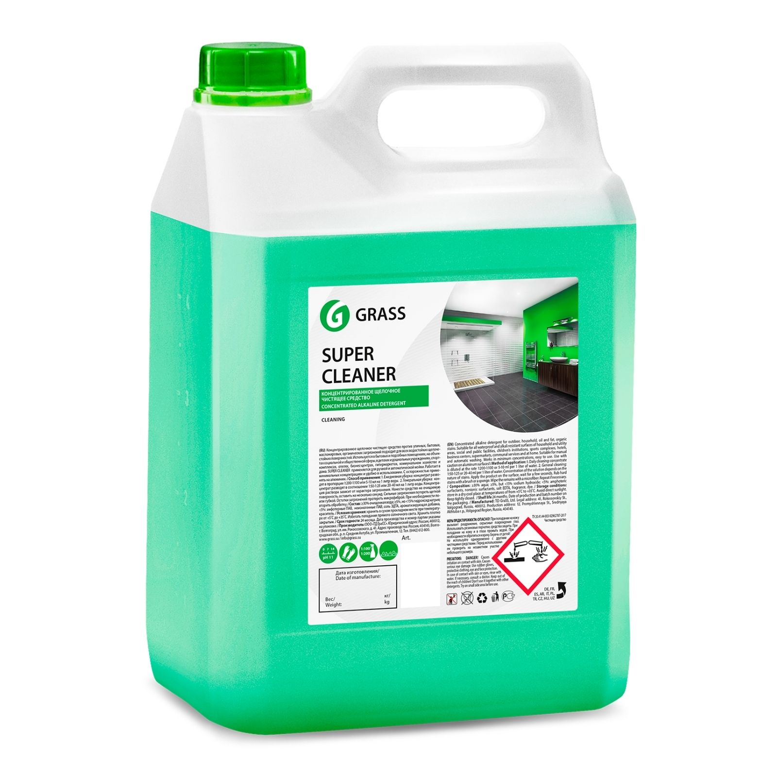 Моющее средство GraSS Super Cleaner щелочное концентрированое 5.8кг - фото 1