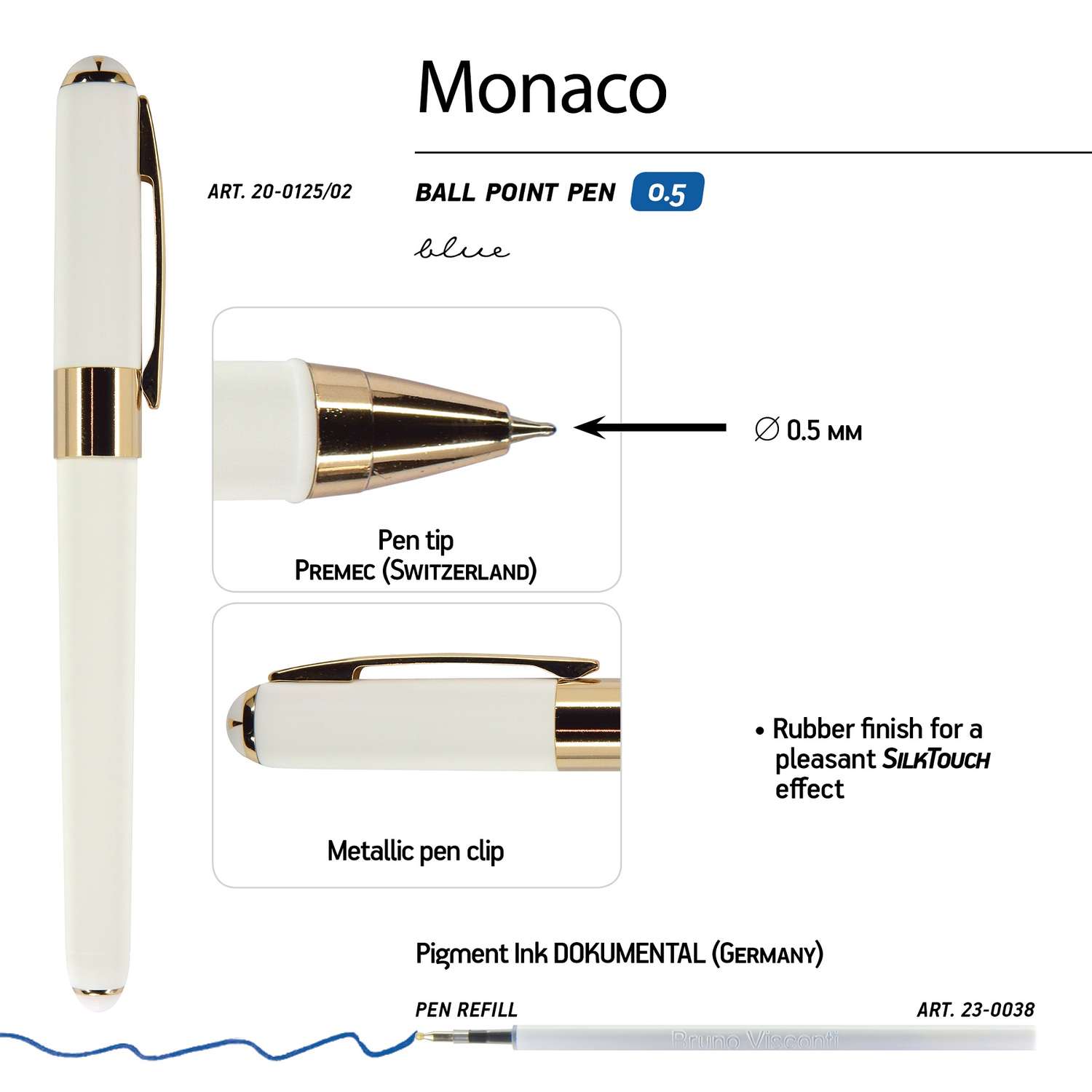 Набор из 2-х шариковых ручек Bruno Visconti Monaco белый корпус оранжевая коробка - фото 4