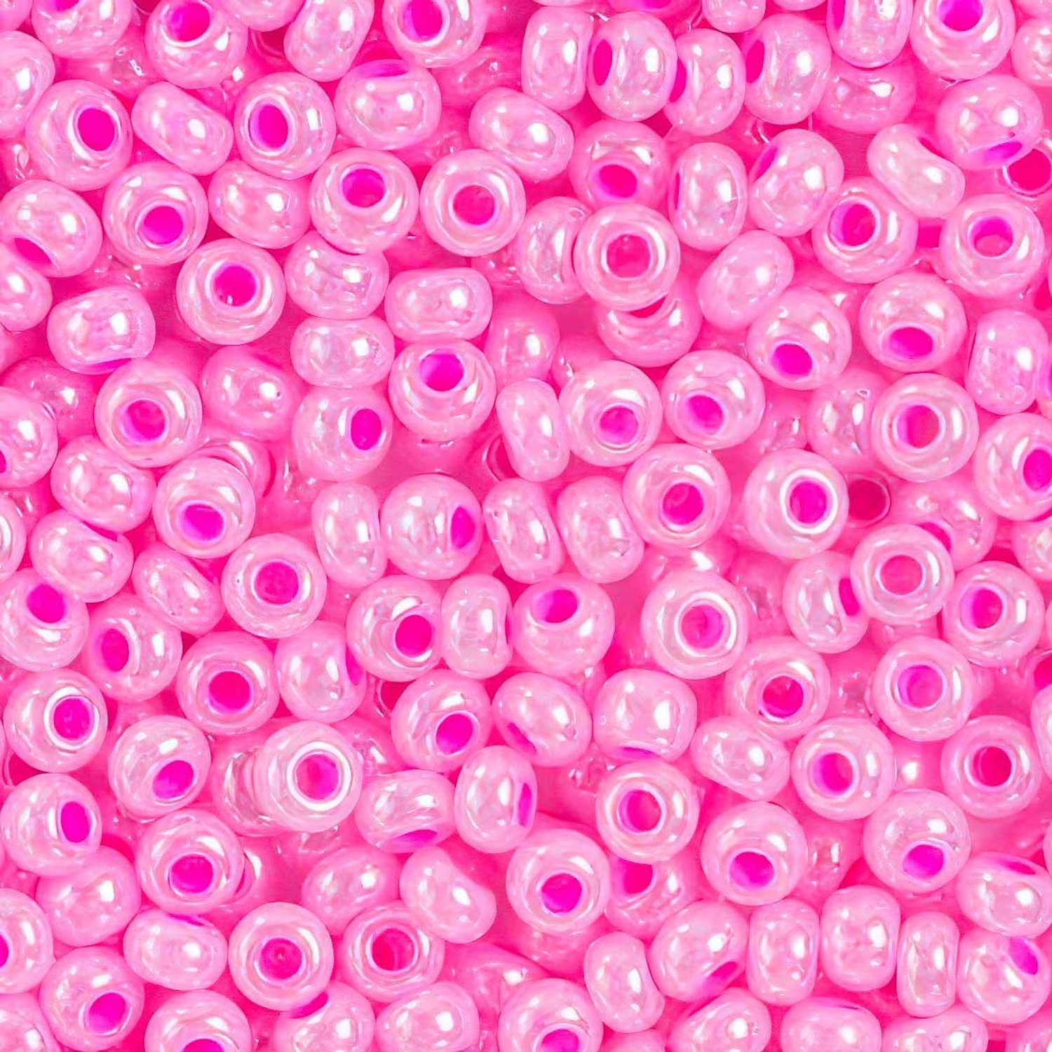 Бисер Preciosa чешский эффект алебастра 10/0 20 гр Прециоза 37177 ярко розовый - фото 3