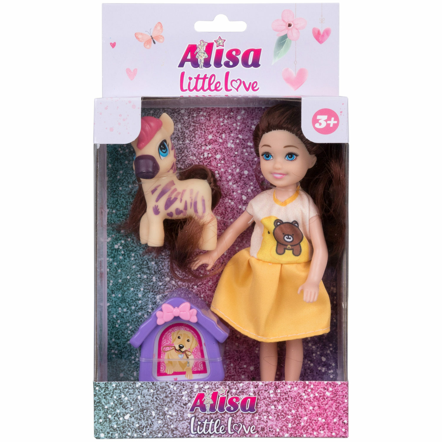 Кукла детская 1TOY Alisa Little Love с аксессуарами брюнетка с длинными волосами маленькая мини Т24384 - фото 1