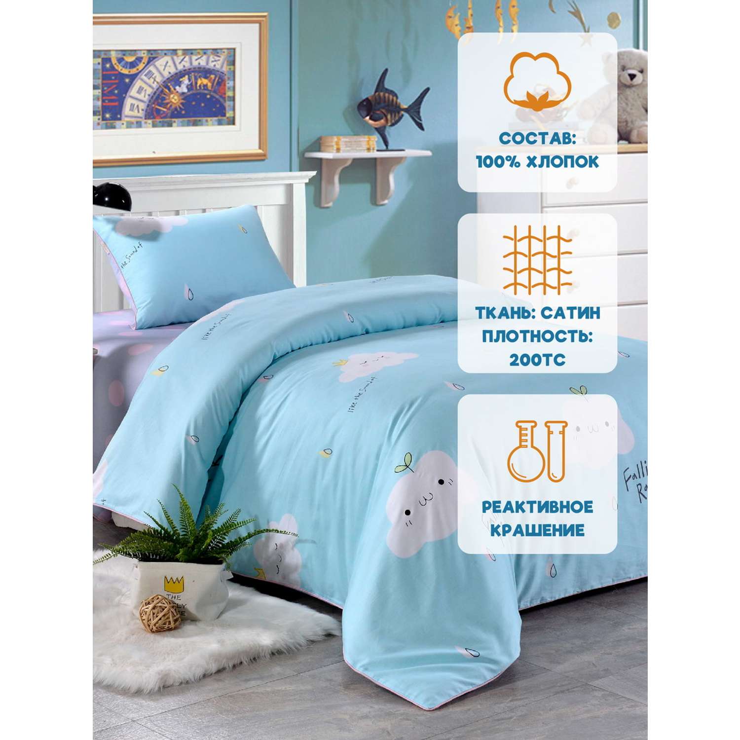 Комплект постельного белья Sofi de Marko 1.5 спальный Тучка голубая - фото 2