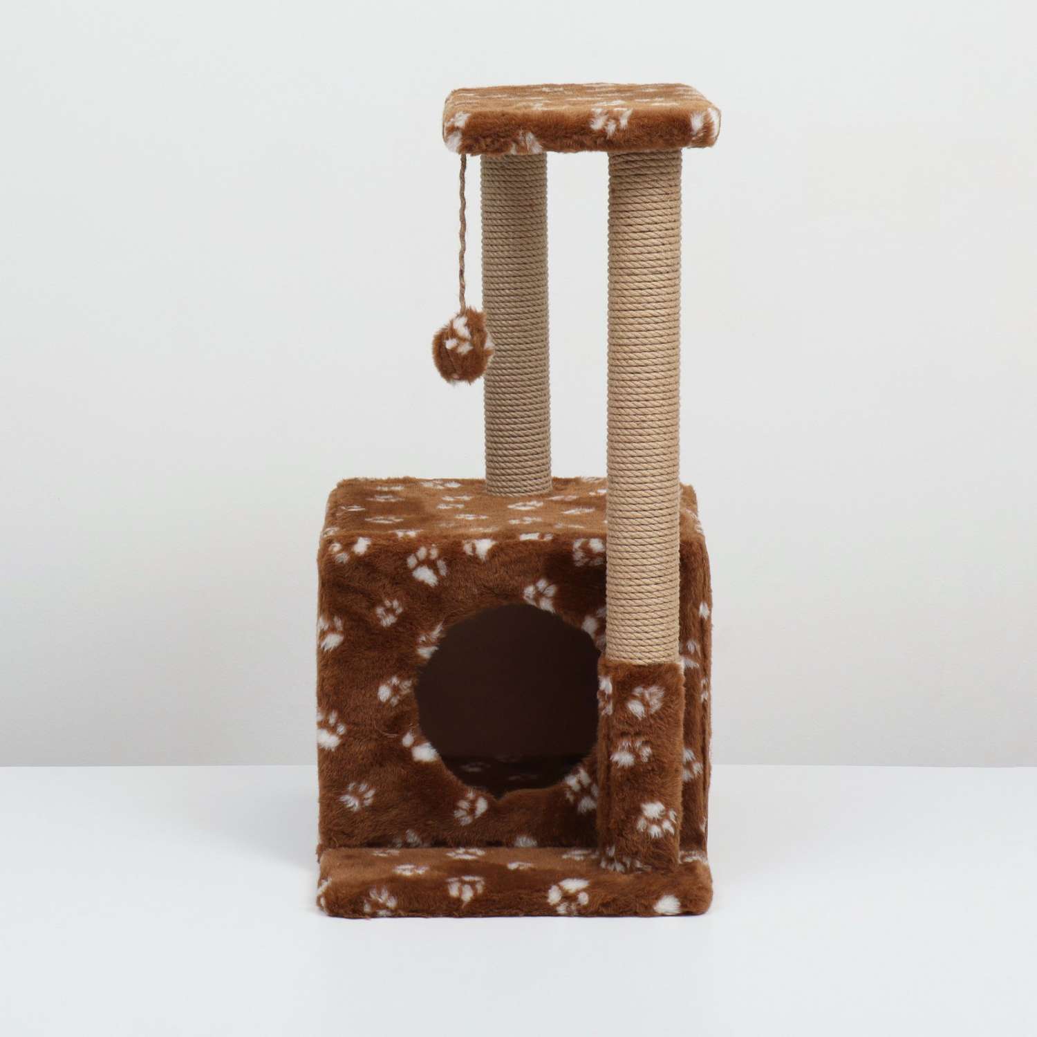 Домик-когтеточка Пижон «Квадратный двухэтажный с двумя окошками» 50х36х75 см джут коричневая - фото 2