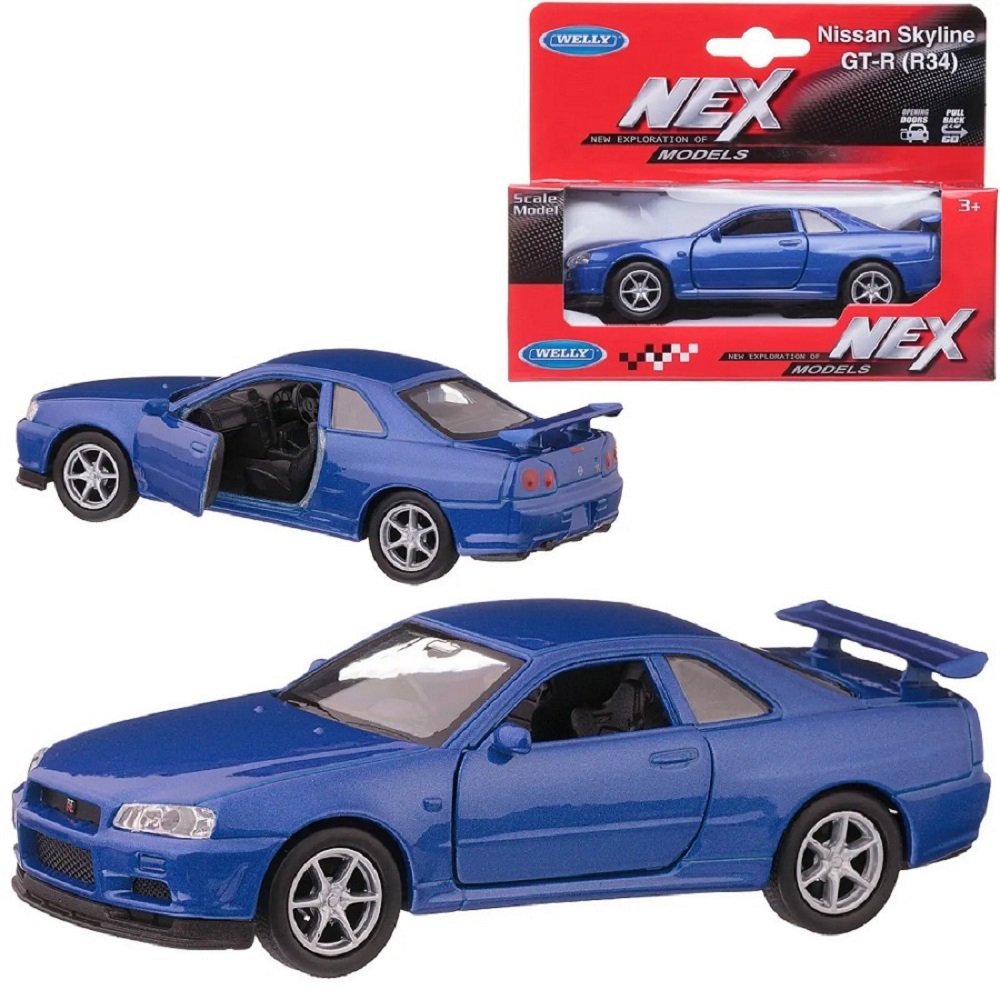 Автомобиль Welly Nissan Nissan Skyline GT-R R34 1:38 синий 43798W-BL - фото 1