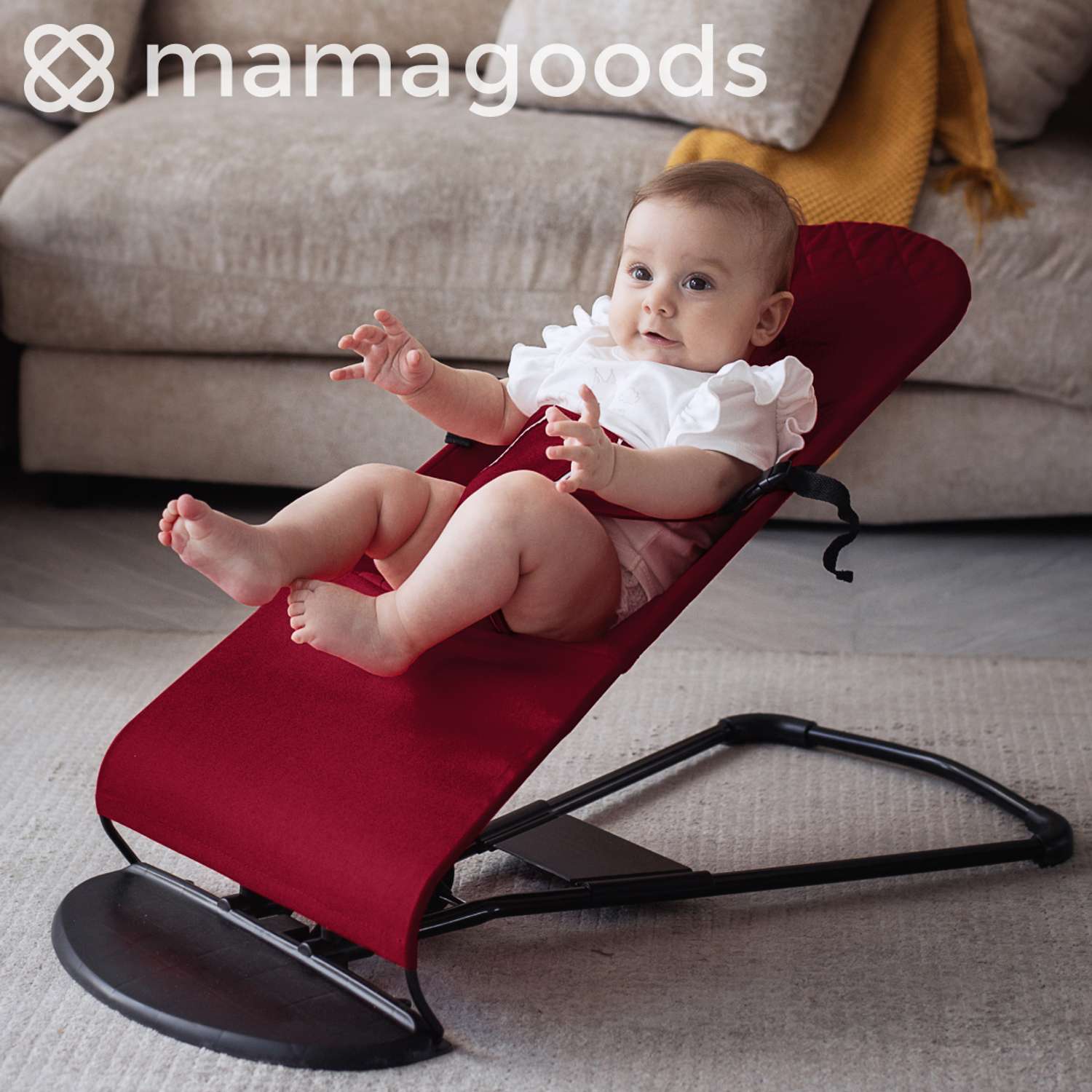 Детский складной шезлонг Mamagoods для новорожденных от 0 кресло качалка для малышей B4 - фото 1