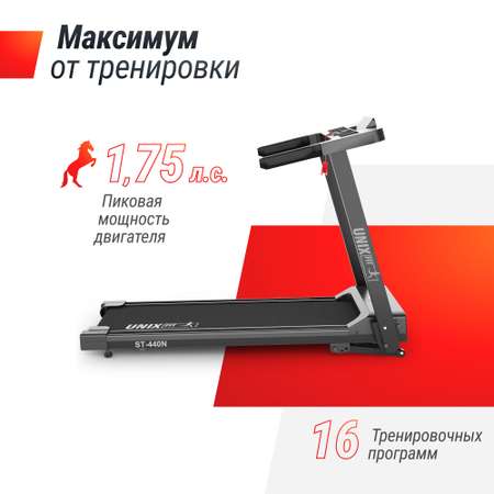 Беговая дорожка UNIX Fit ST-440N Black 1,25 л.с до 110 кг 0.8 - 12 км/ч угол наклона 0-12%