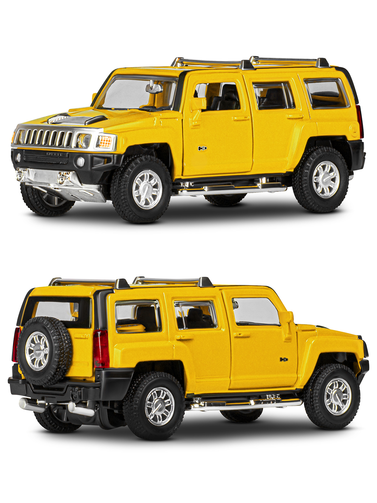 Внедорожник АВТОпанорама Hummer 1:32 инерционный желтый JB1251294 - фото 6