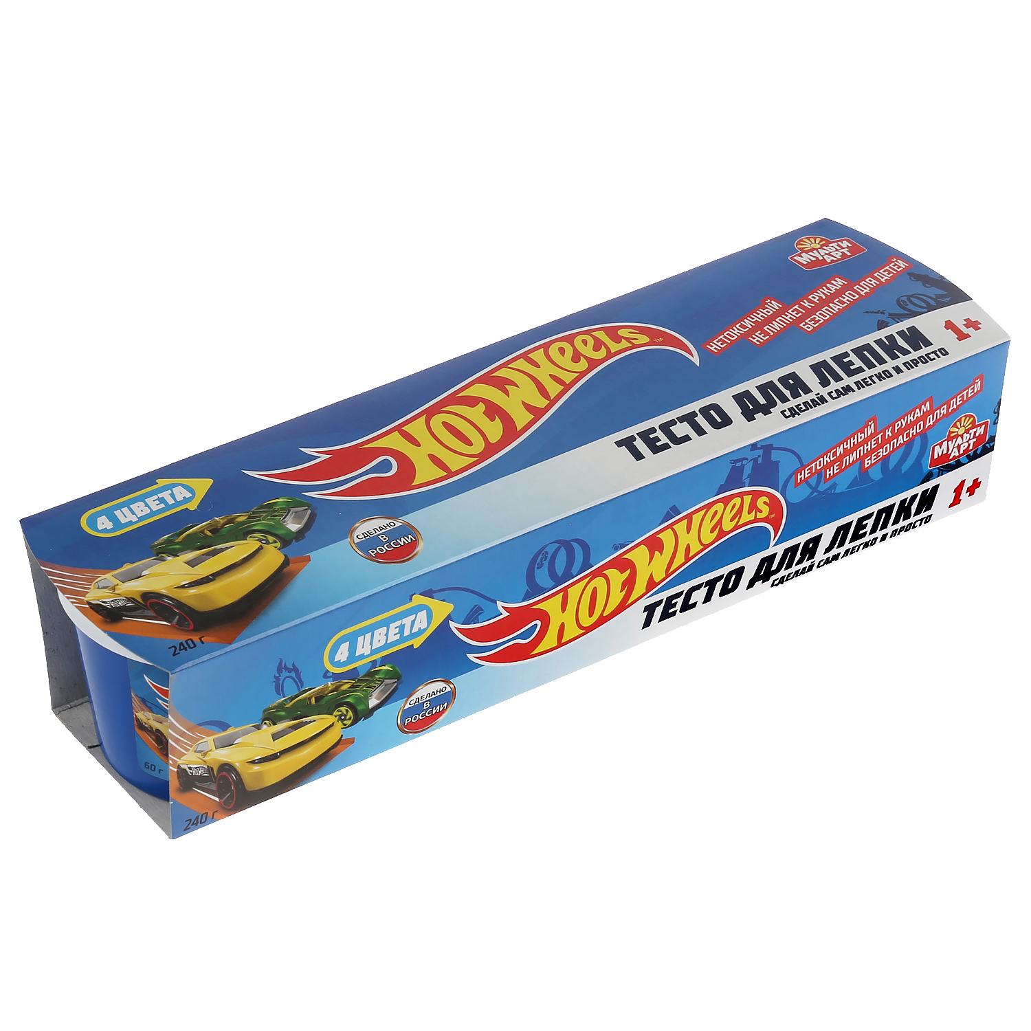 Тесто для лепки МультиАРТ Hot Wheels 4 цвета по 60 гр 303775 - фото 1