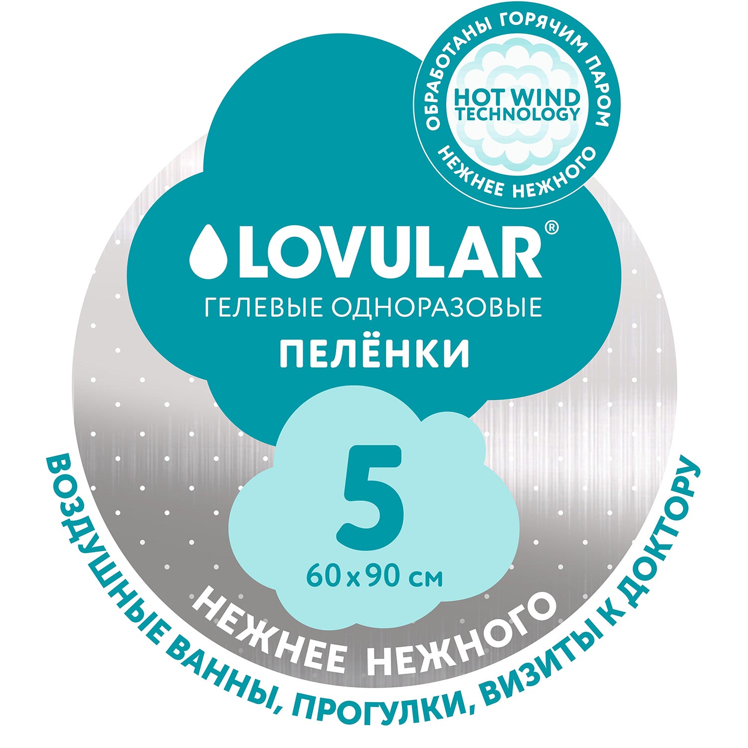 Пеленки Lovular Hot Wind впитывающие одноразовые 60*90см 5шт - фото 9