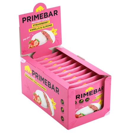 Печенье протеиновое Primebar клубника-ваниль-миндаль в глазури 35г*10шт