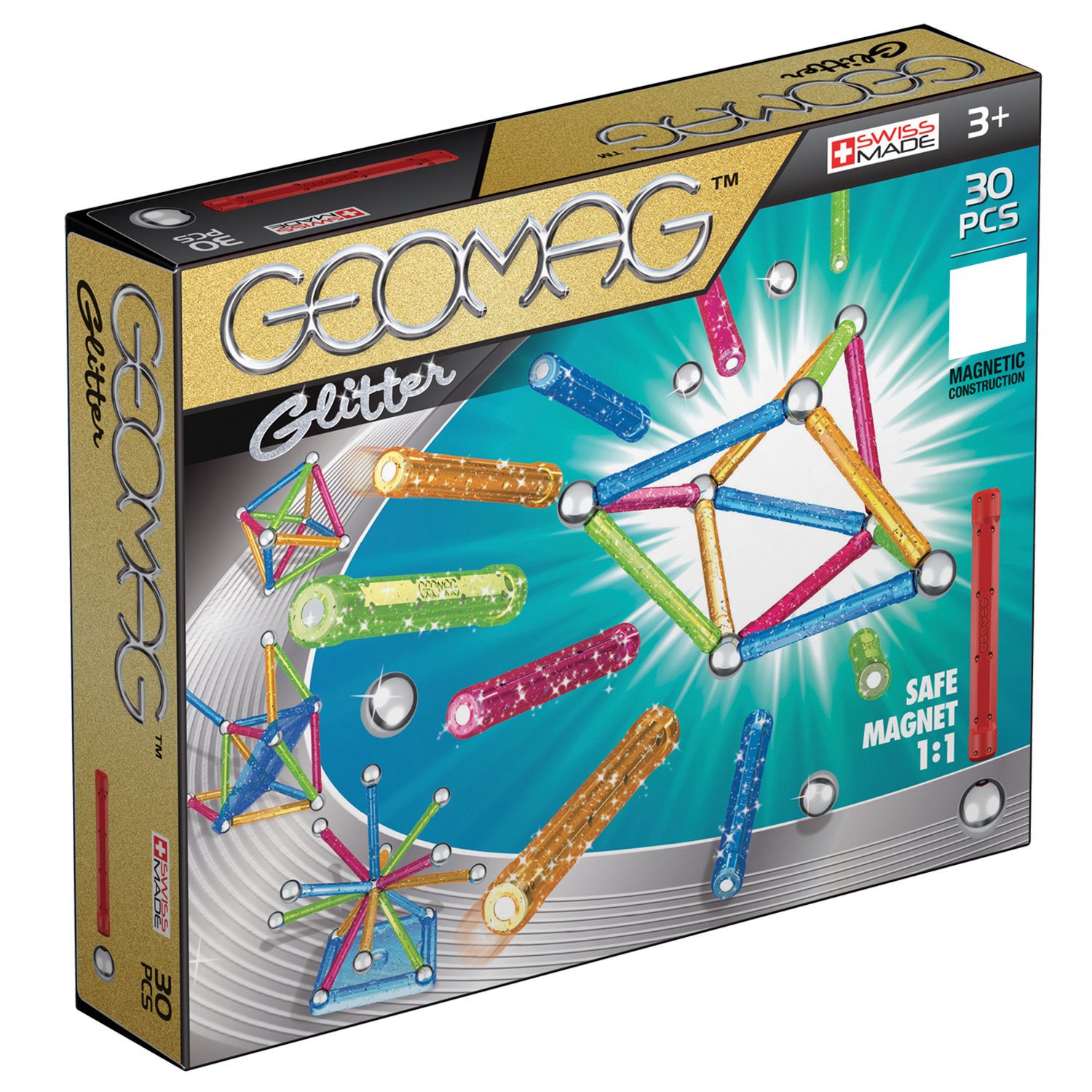 Конструктор магнитный GEOMAG Glitter 30 деталей - фото 1