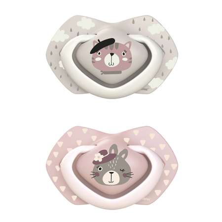 Пустышка Canpol Babies Bonjour Paris симметричная с 6месяцев 2шт Розовая