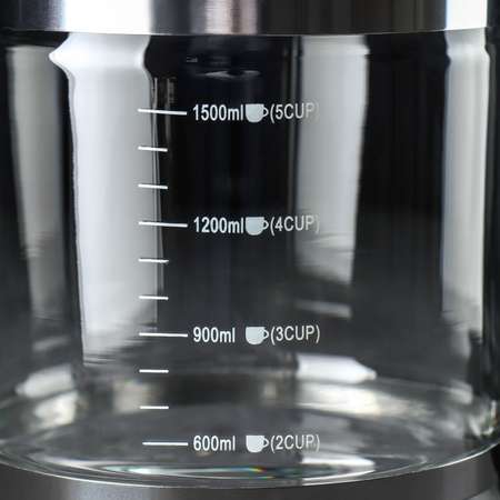 Заварочный чайник Sima-Land стеклянный «Кессель» 1.2 л с металлическим ситом цвет чёрный