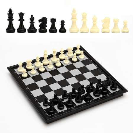 Настольная игра Sima-Land 3 в 1 «Классика» шахматы шашки нарды магнитная доска 25х25 см