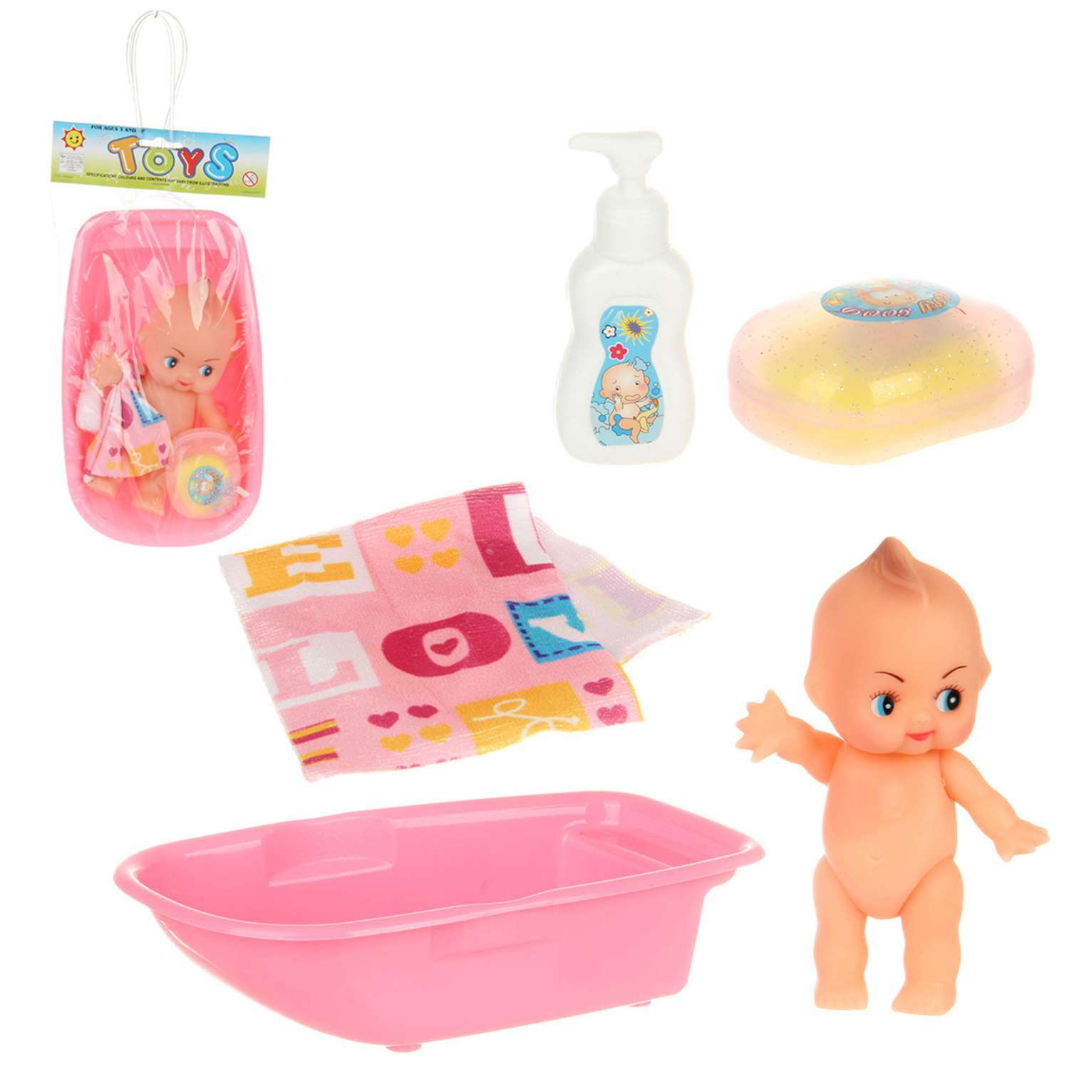 Кукла пупс Veld Co игрушки для ванны уточка мыло бутылочка одеяло 132365 - фото 4