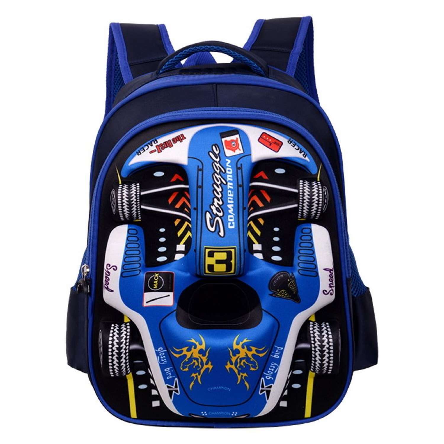 Рюкзак школьный Evoline 3D гонки автомобиль черно-синий EVO-164-1 - фото 1