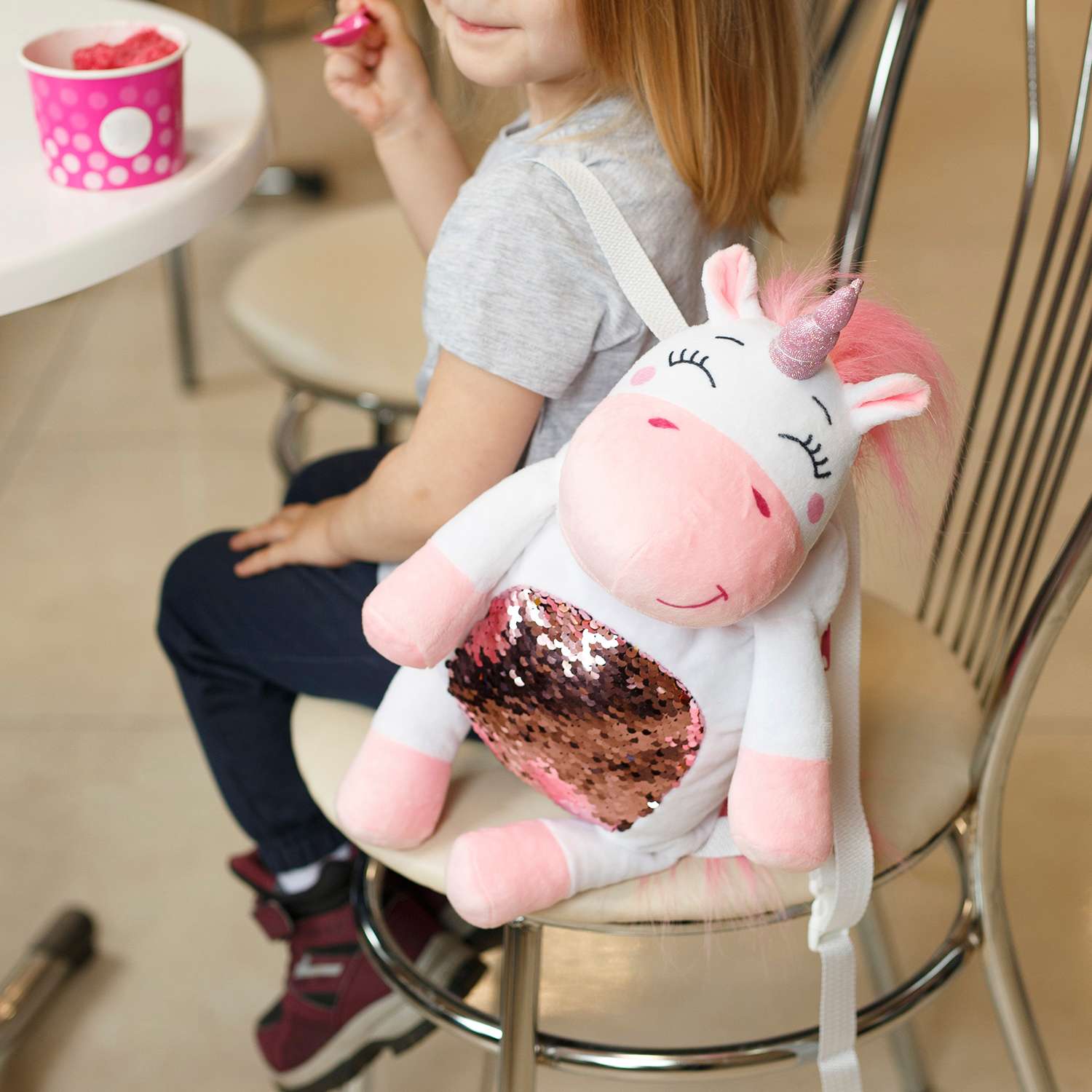Рюкзак Играмир Детский розовый с пайетками Единорог - фото 2