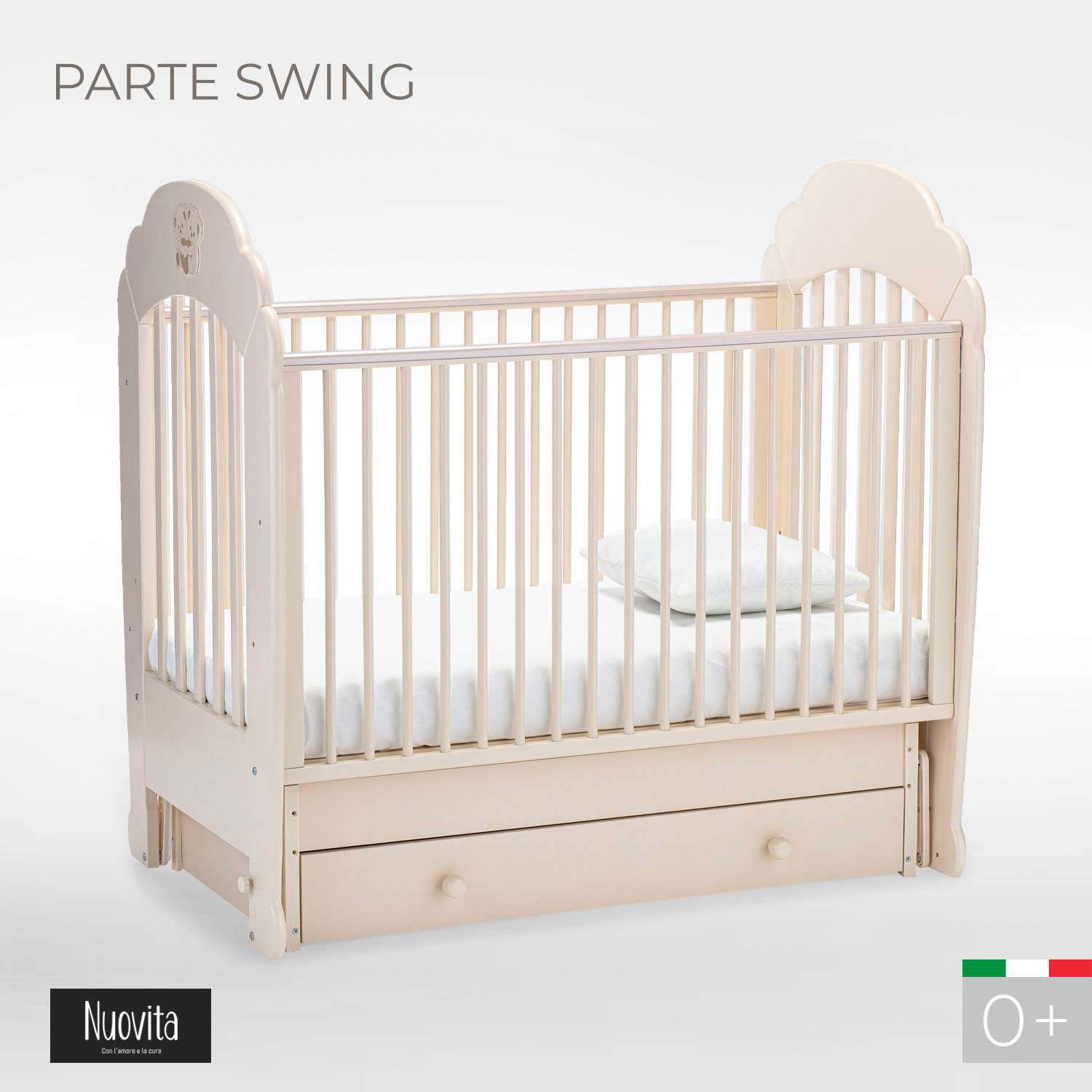 Детская кроватка Nuovita Parte Swing прямоугольная, поперечный маятник (слоновая кость) - фото 2