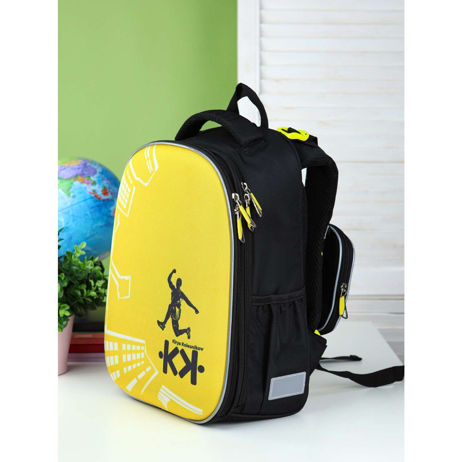 Школьный формованный ранец Проф-Пресс Паркур цвет желтый размер 38х23х20 см - фото 14